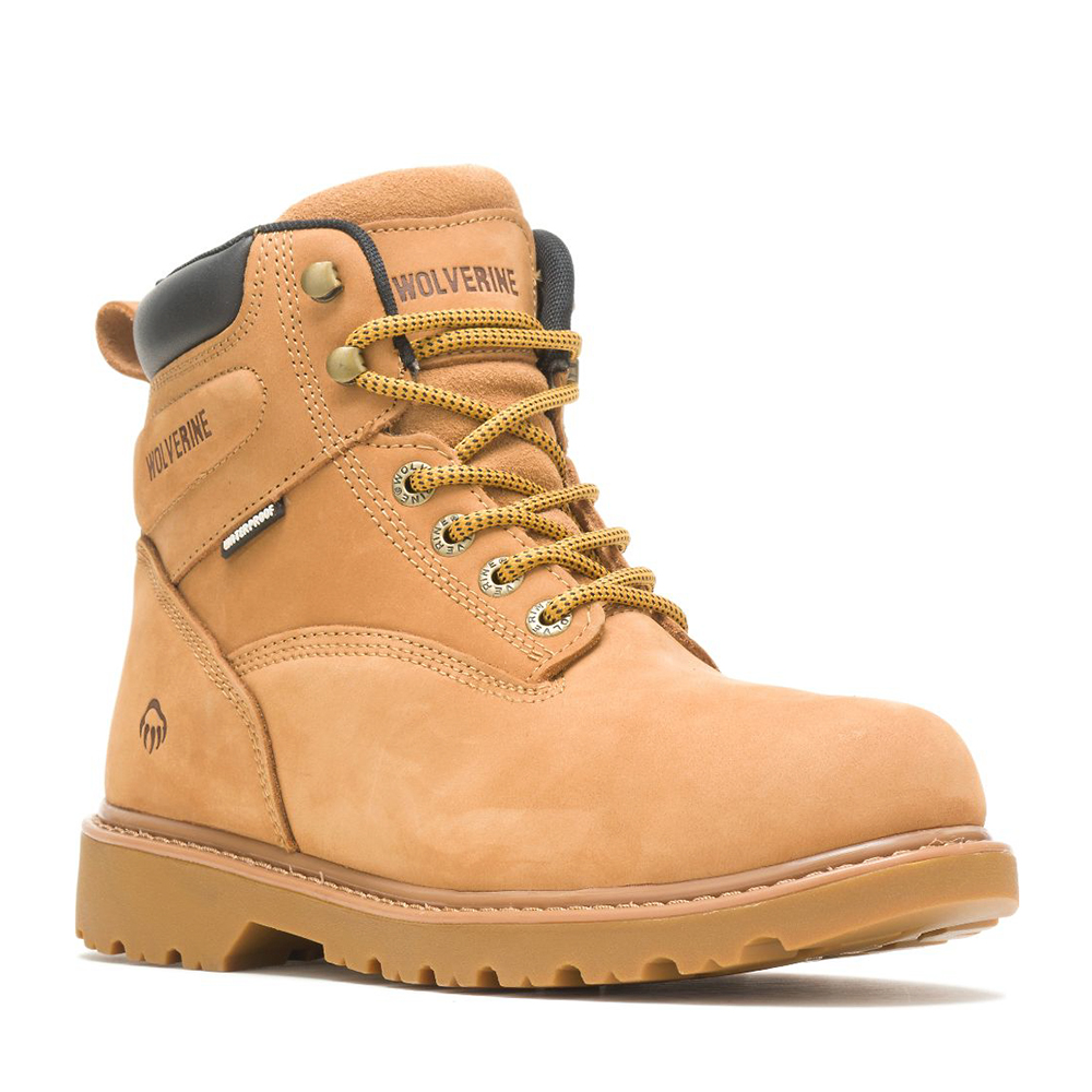 Wolverine Men's Floorhand Waterproof 6 Inch Boots with Steel Toe (Wheat/Tan) from GME Supply